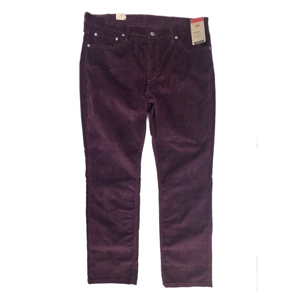 Levi's 511 Slim Fit Deep Burgundy Corduroy Tapered Pants Mens Size 38x30 NWT - Picture 1 of 7